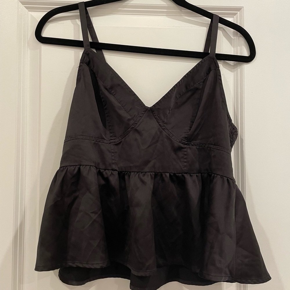 Black satin tank top
